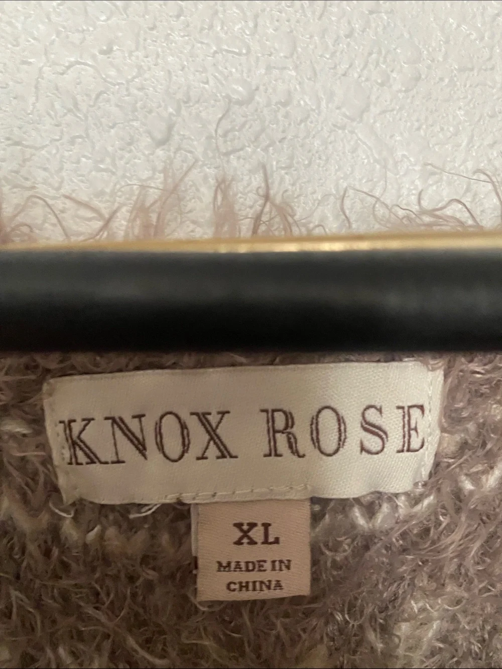 Knox Rose Taupe & Cream Striped Fringe Cozy Sweater